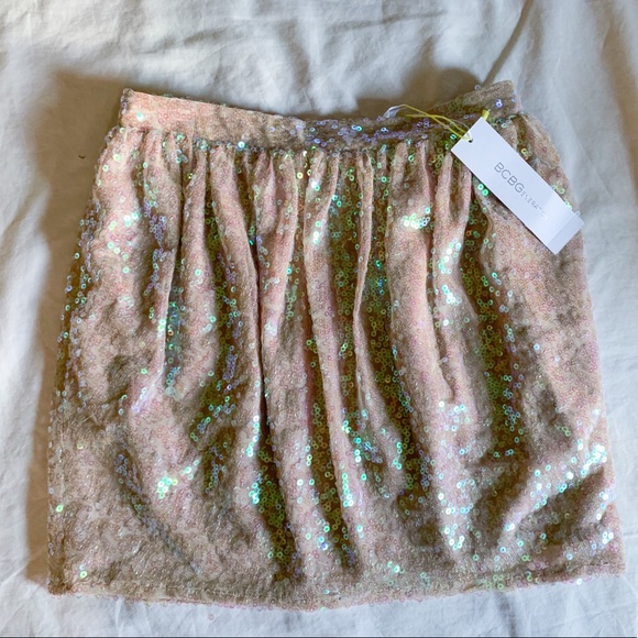 BCBGeneration Beige Iridescent Sequin Mini Skirt - Picture 4 of 10